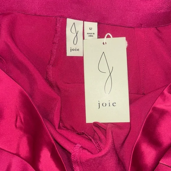 Joie Crop Pants Women’s Size 12 Wide Leg High Rise Pink Satin Pull On Barbiecore - Picture 7 of 8